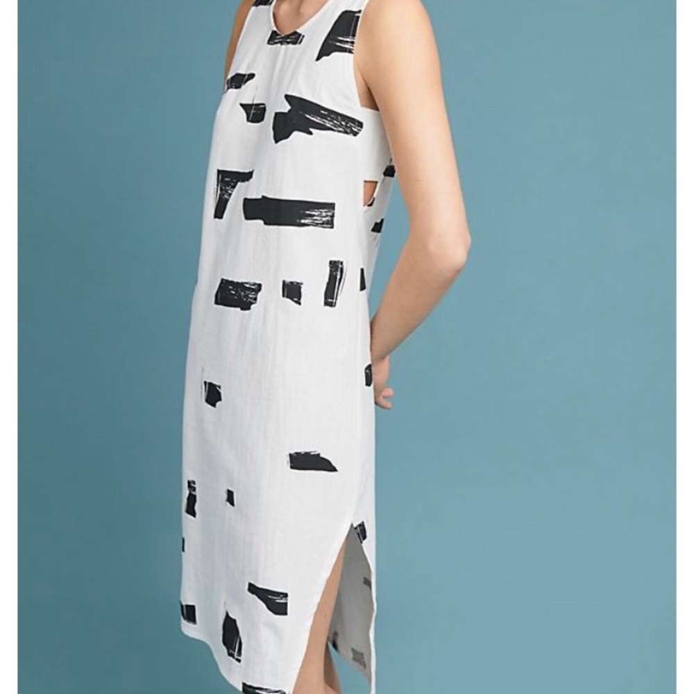 Cotton black and white midi dress
